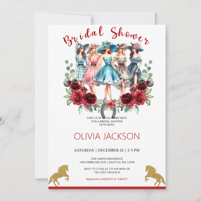 Derby Bridal Shower Bachelorette invitation (Front)