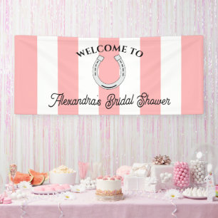 Derby Bridal Shower Pink Stripes Horseshoe Welcome Banner