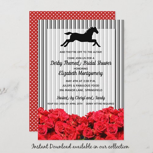 Derby Bridal Shower Red Roses Racehorse Invitation