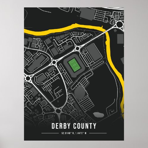 Derby County Football Stadium Poster