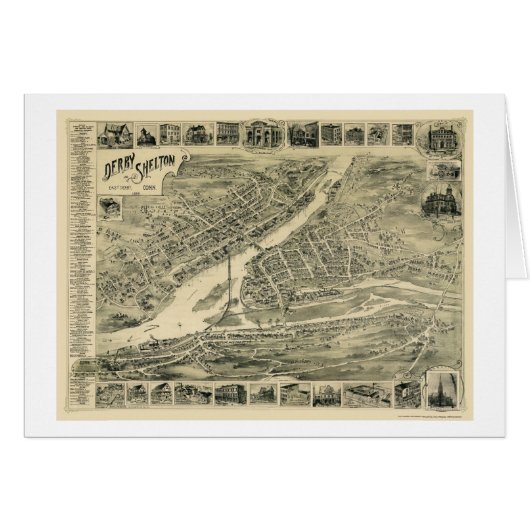 Derby, CT Panoramic Map - 1899 Cards (Front Horizontal)