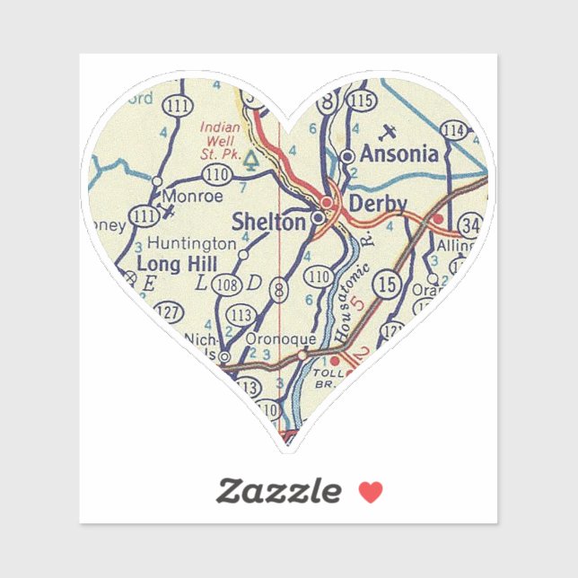 Derby CT Vintage Map Sticker (Sheet)