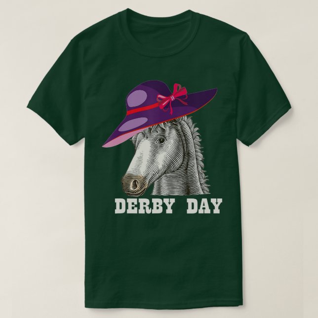 Derby day 2022 funny racing horse purple hat  T-Shirt (Design Front)