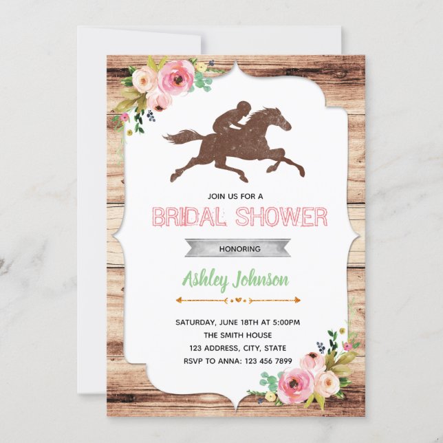 Derby day bridal shower party invitation (Front)