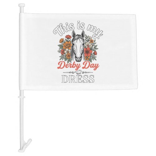 Derby Day Horse Floral Vintage Dress Shirt Design Car Flag