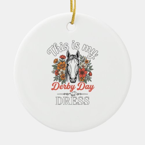 Derby Day Horse Floral Vintage Dress Shirt Design Ceramic Ornament