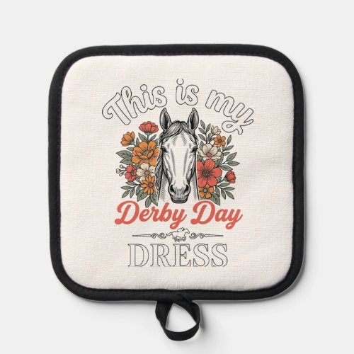Derby Day Horse Floral Vintage Dress Shirt Design Pot Holder