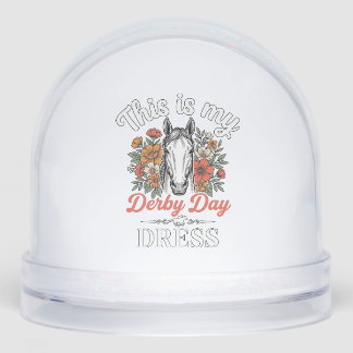 Derby Day Horse Floral Vintage Dress Shirt Design Snow Globe