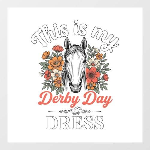 Derby Day Horse Floral Vintage Dress Shirt Design Window Cling