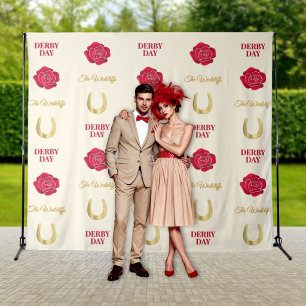 Derby Day Ivory Gold Rose Custom Photo Backdrop