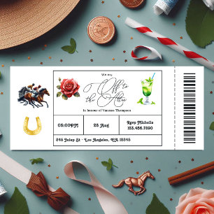 Derby Day "Off to the Altar" Bridal Shower Ticket Invitation