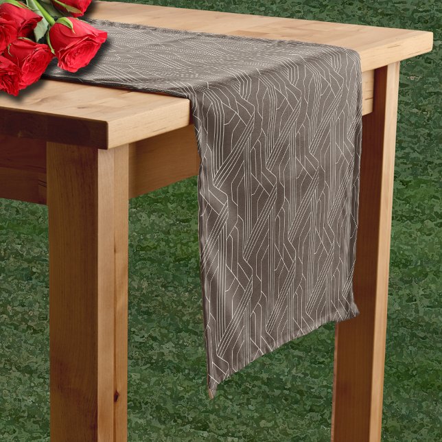 Derby Day Party Ivory Pattern Brown Short Table Runner (Derby Day Party Ivory Pattern Brown Short Table Runner)