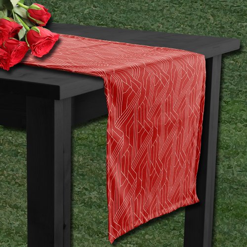 Derby Day Party Ivory Pattern Red Short Table Runner