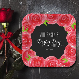 Derby Day Red Roses Paper Plates