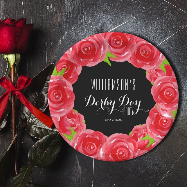Derby Day Red Roses Paper Plates (Derby Day Red Roses 7" Paper Plates)