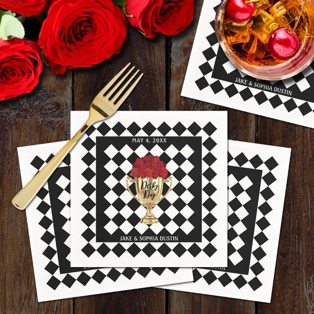 Derby Day Trophy and Roses Napkins (Derby Day Trophy and Red Roses Party Cocktail Napkins)