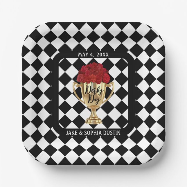 Derby Day Trophy and Roses Paper Plates (Front)