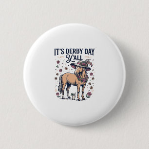 Derby Day Y’all Horse Floral Hat Button