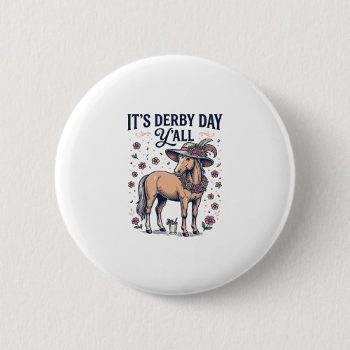 Derby Day Y’all Horse Floral Hat Button