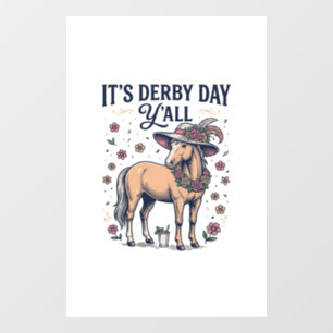 Derby Day Y’all Horse Floral Hat Window Cling