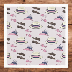 Derby Fancy Hats and Shoes Pattern Preppy Napkins