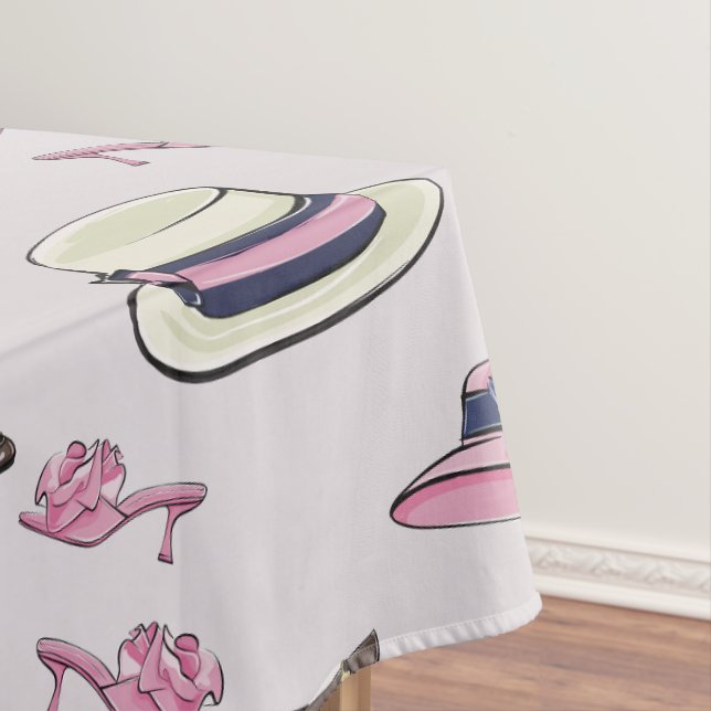 Derby Fancy Hats and Shoes Pattern Preppy Tablecloth (In Situ)