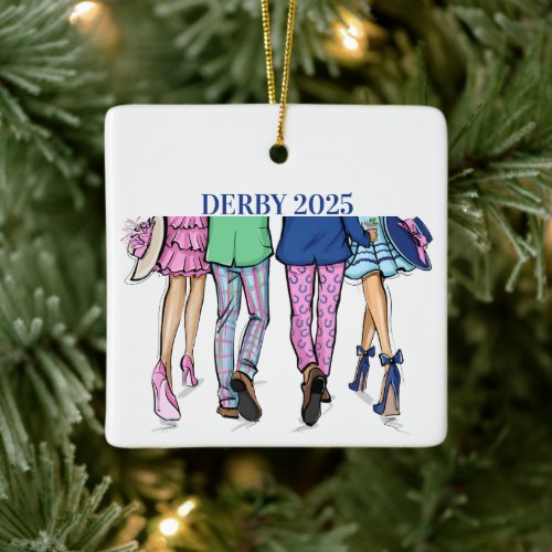 Derby Fashion Couples Custom Derby Horse Racing Ceramic Ornament