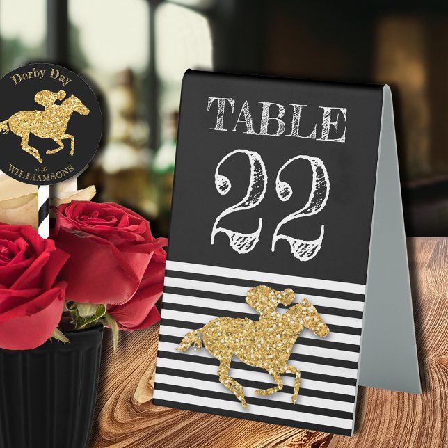 Derby Gold Racehorse and Jockey Table Tent (Derby table number signs (sticker on the straw sold separately in our collection))
