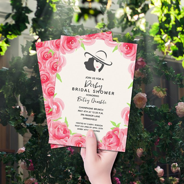 Derby Hat and Roses Bridal Shower Invitation (Creator Uploaded)
