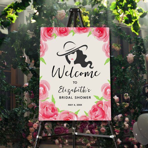 Derby Hat and Roses Bridal Shower Welcome Foam Board