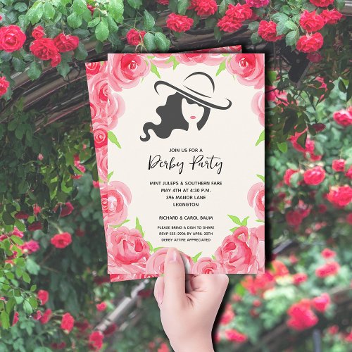 Derby Hat and Roses Derby Party Invitation