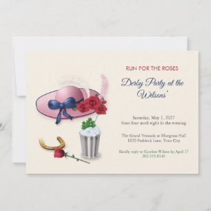 Derby Hat and Roses Kentucky Derby Party Invitation