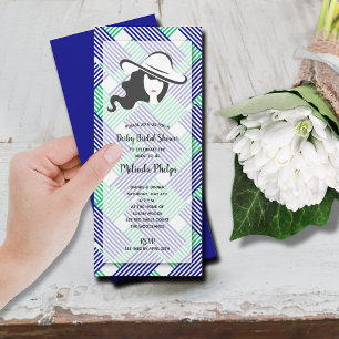 Derby Hat Bridal Shower Blue Green Invitation