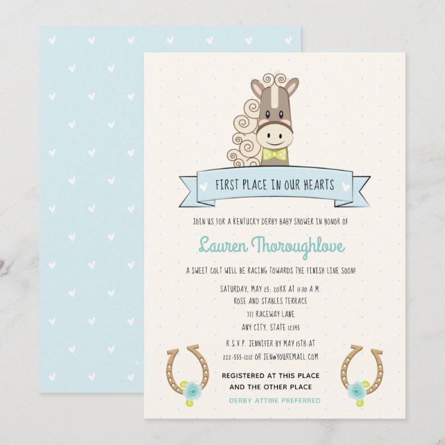 Derby Horse Baby Boy Shower Invitations (Front/Back)