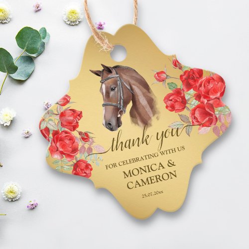 Derby horse equestrian party elegant brown horse favor tags