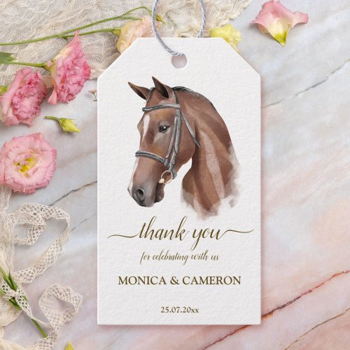 Derby horse equestrian party elegant brown horse gift tags