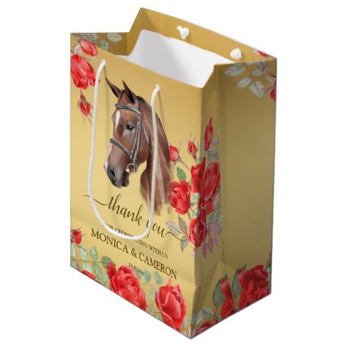 Derby horse equestrian party elegant brown horse medium gift bag