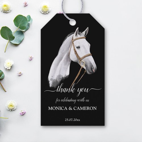 Derby horse equestrian party elegant white horse gift tags