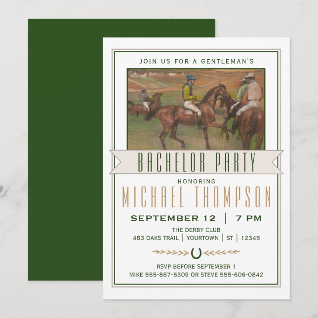 Derby Horse Race Bachelor Party | Edgar Degas Invitation (Front/Back)