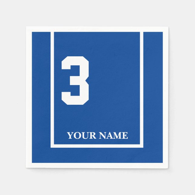 Derby Horse Race Blue 3 Personalized Paper Napkin (Front)