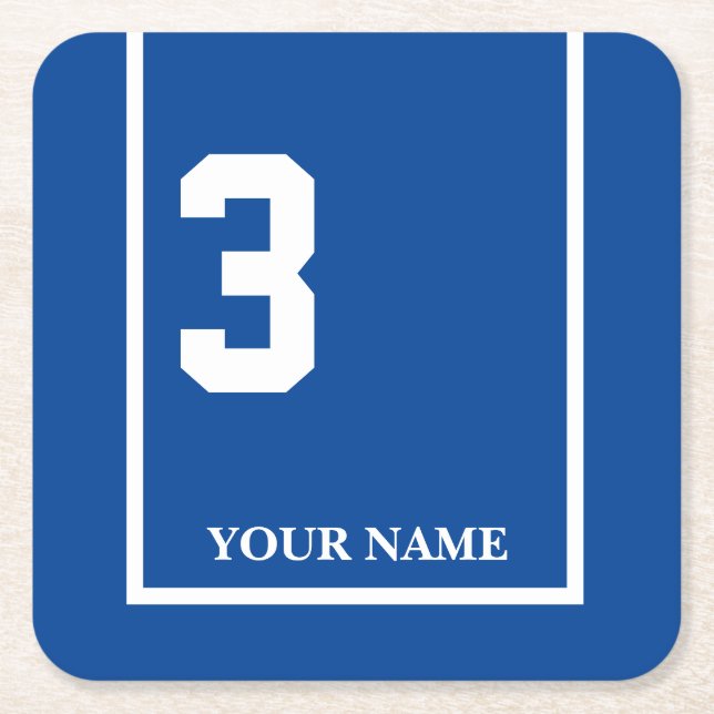 Derby Horse Race Blue 3 Personalized Square Paper Coaster (Front)