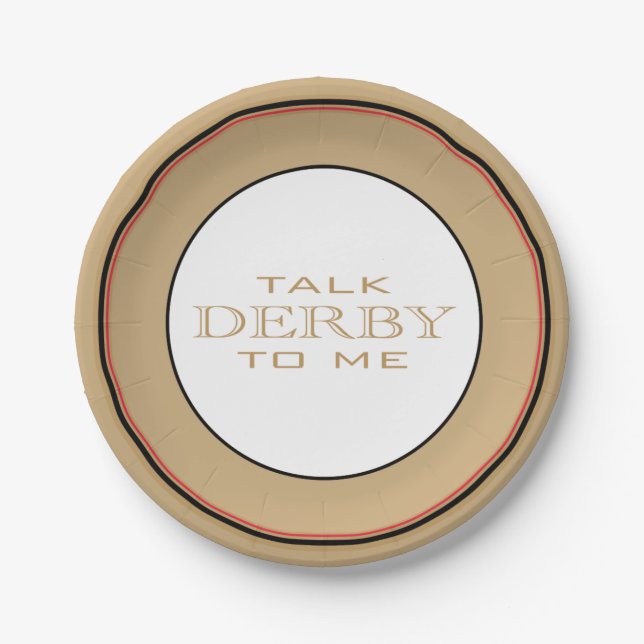 Derby Horse Race Party Black/Red/Gold Paper Plates (Front)