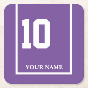 Derby Horse Race Purple 10 Personalized Square Paper Coaster