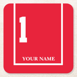 Derby Horse Race Red 1 Personalized Square Paper Coaster