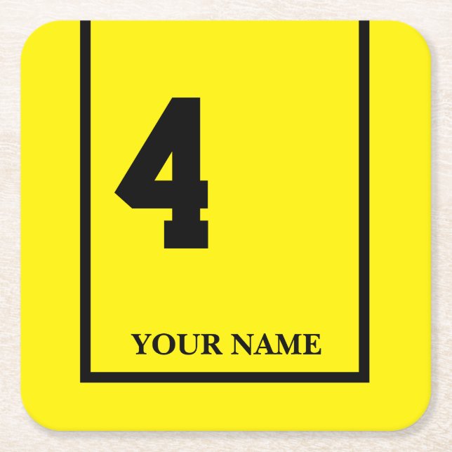 Derby Horse Race Yellow 4 Personalized Square Paper Coaster (Front)
