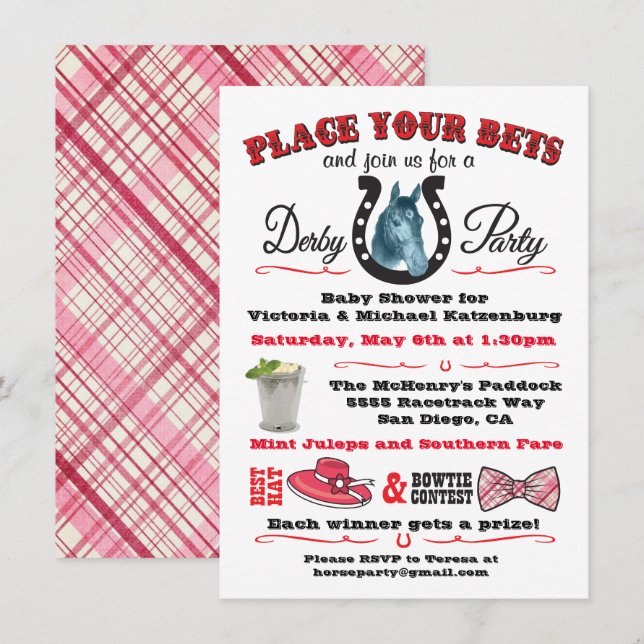 Derby Horse Racing Baby Shower invitation (Front/Back)