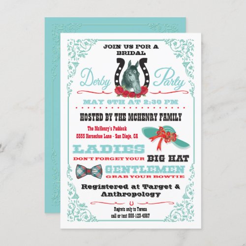 Derby Horse Racing Bridal Shower Party invitation