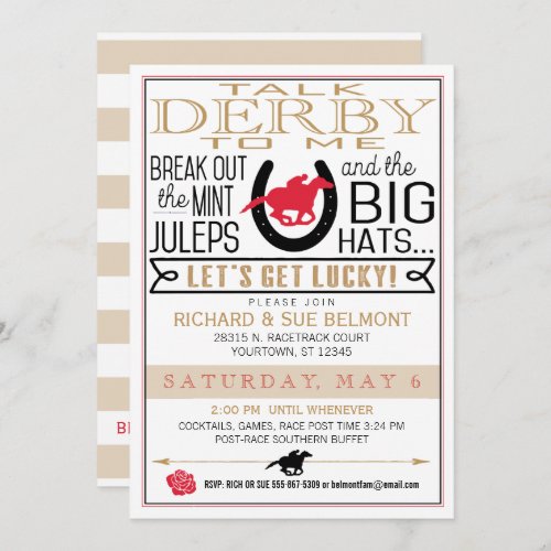 Derby Horse Racing Party BlackRedGold Invitation