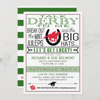 Derby Horse Racing Party Blk/red/dk Kelly Invitation by keyandcompass at Zazzle