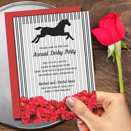 Derby Horse Racing Roses Stripes Invitation